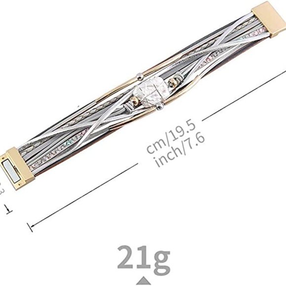 Women, Boho Leopard Multi-Layer Crystal Beads Cuff Bracelet Jewelry - Picture 4 of 4